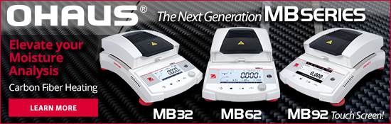 New Ohaus Next Generation MB moisture balances